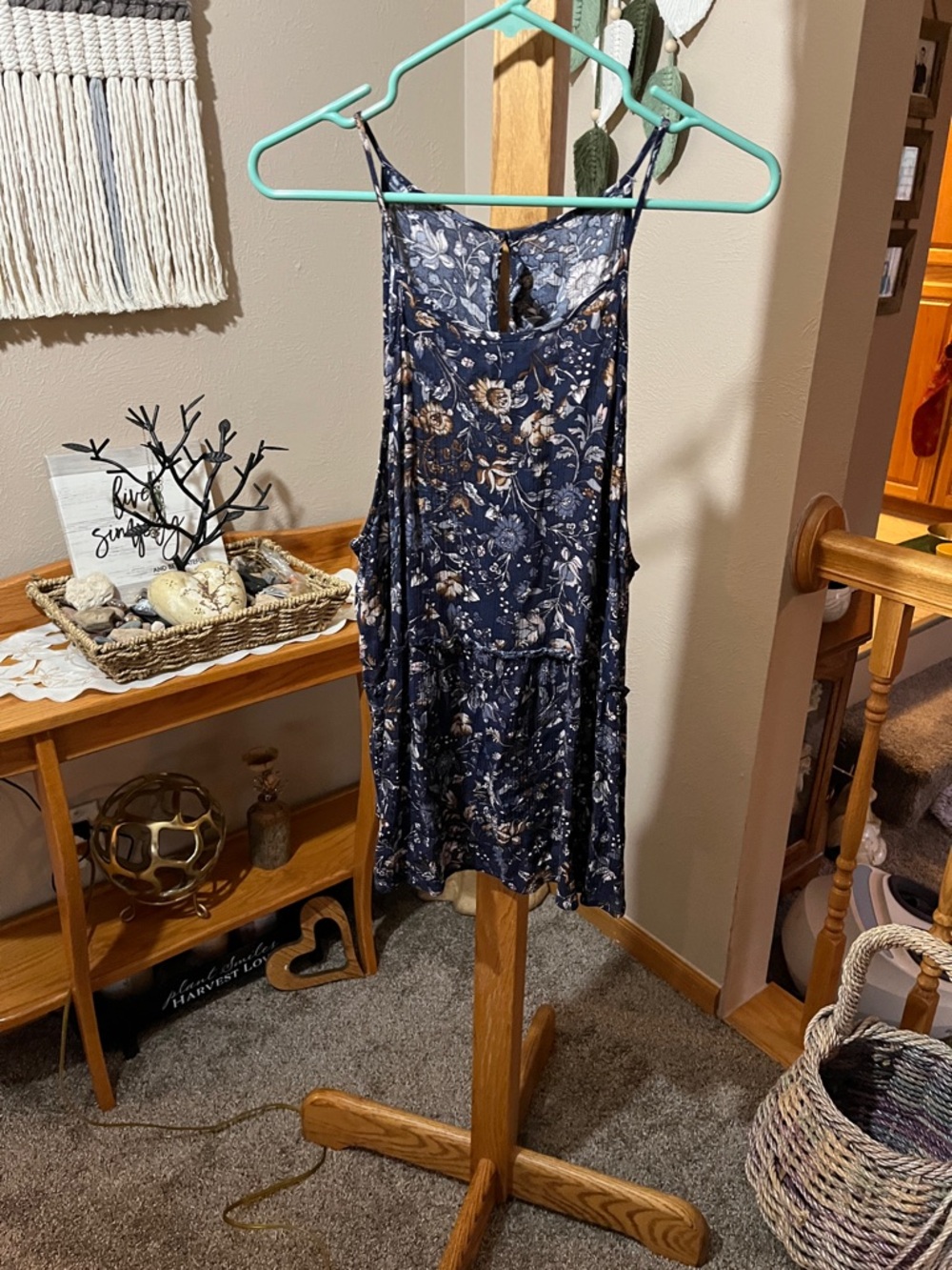 BCBGeneration Navy Floral Print Sleeveless Dress